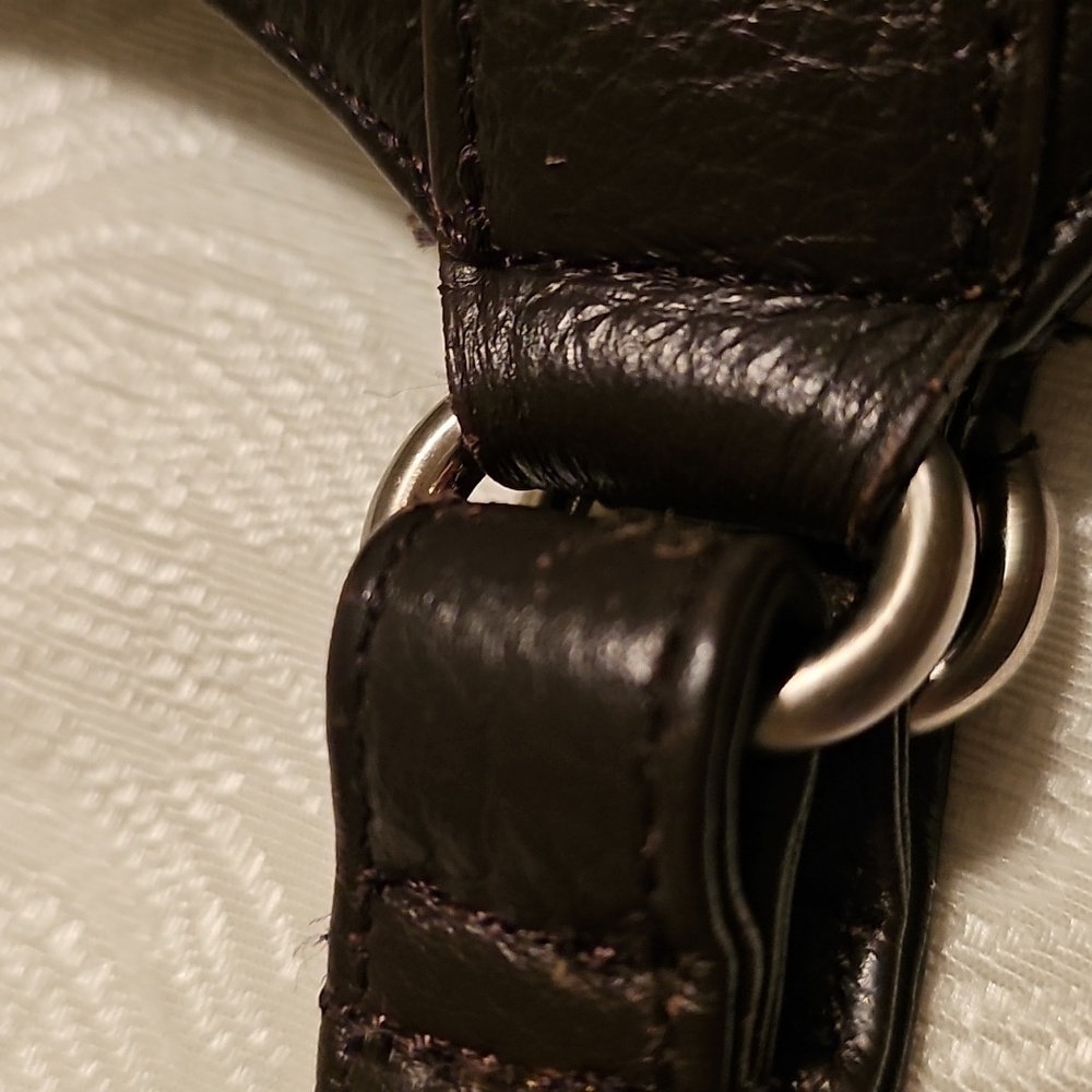 Stone Mountain brown leather shoulder bag very good condition front zip pouch ba - Picture 14 of 14